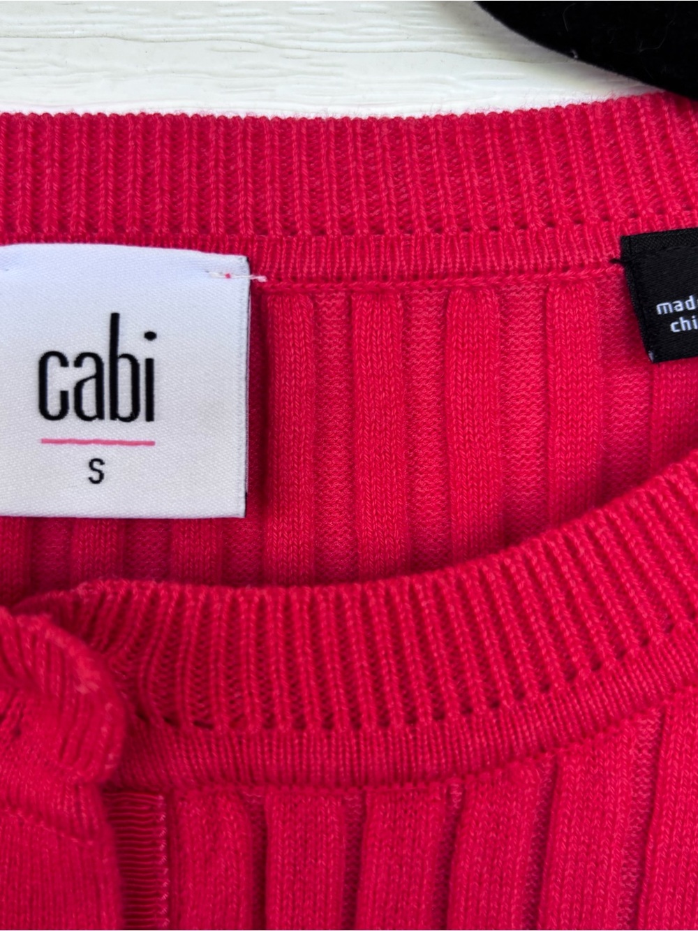 CAbi Raspberry Red Ribbed Button-Up Sweater with Flared Sleeves Size Small - Picture 4 of 8